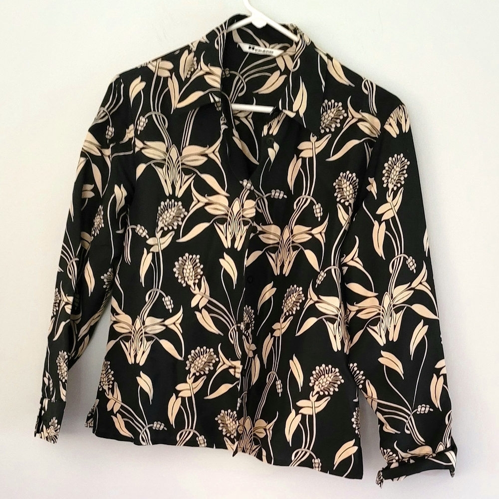 Nygard Collection  Women's Petite Silk Floral Blouse Size M/L